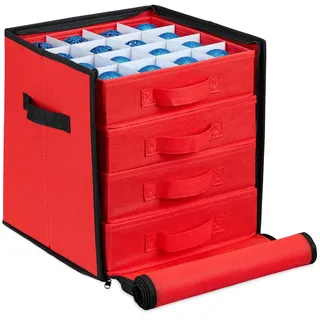 Relaxdays Weihnachtskugel-Aufbewahrungsbox , Textil, Wellpappe , 31x30.5x30.5 cm , Dekoration, Weihnachtsdekoration, Christbaumschmuck