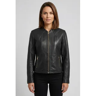 Lederjacke MAURITIUS "MWArmaly", Damen, Gr. M (38), schwarz, Obermaterial: 100% Schafsleder. Futter: 100% Polyester. Ärmelfutter: 100% Polyester, unifarben, regular fit hüftlang, Jacken Lederjacke