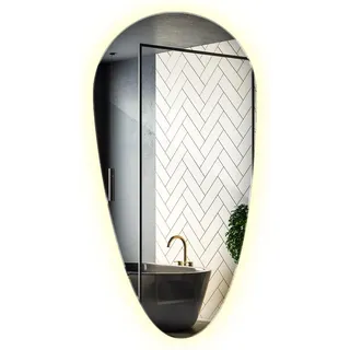 LED Spiegel unregelmäßig 100 x 50 cm – Design Badspiegel Wandspiegel rahmenlos neutralweiß 4000K - Transparent