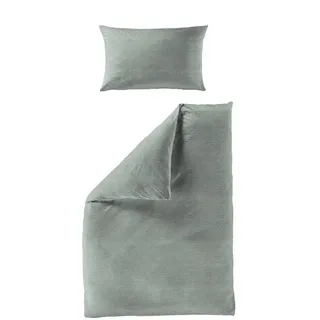 BIERBAUM Chic Uni unifarben Baumwolle Grün 240 x 220 cm + 2 x 80 x 80 cm