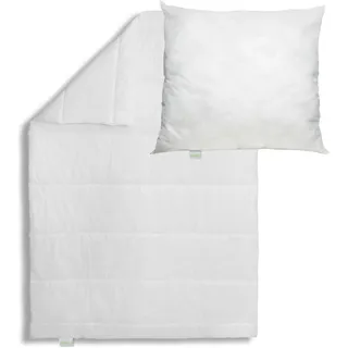 Bodyprotect Bettwaren Set, Ganzjahresdecke 135 x 200 cm + Kopfkissen 80 x 80 cm, Bettdecke Ecoline, medium Steppdecke, waschbar, Made in EU, Allergiker geeignet, weiß