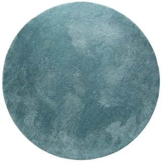 benuta Nest Hochflorteppich Melvin waschbar ø 200 cm rund , Türkis , Kunststoff , Uni , Rund , 200x200 cm , Oeko-Tex® Standard 100 , für Fußbodenheizung geeignet, in verschiedenen Größen erhältlich, waschbar, pflegeleicht , Teppiche und Böden, Teppiche, Hochflorteppiche & Shaggys