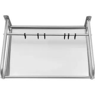 Mikrowellen-Wandregal - Ablagehalter - Edelstahl - 53 cm - 6 Haken - Einfache Montage - Platzsparend - Silber - Silber