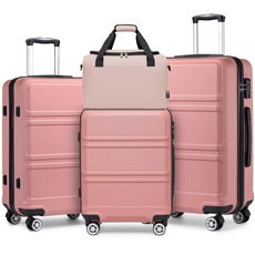 KONO Koffer-Set, 4-teilig, Handgepäck, mittelgroßer, großer Koffer, Hartschale, Leichter Trolley mit TSA-Schloss, Reisegepäck mit Ryanair Handkabinentasche, Nude, Gepäcksets