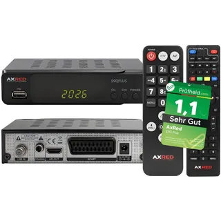 [ Test SEHR GUT, Note 1.1 *] AXRED S90 Plus HD Sat Receiver + Senioren Fernbedienung, mit Aufnahmefunktion, Digital Sat-Receiver für Satellitenschüssel Satelliten Satellit Fernseher, HD-Receiver