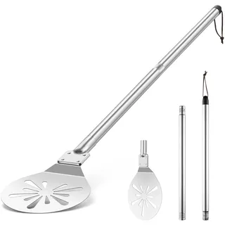 Herogo Pizzaschieber, 7 Zoll Edelstahl Perforiert Pizzaschaufel, Rund Metall Pizzawender mit Lang Abnehmbaren Metallgriff zum Leichten Gleiten, Leicht zu Reinigen & Lagerung, 17,8 x 19,5 x 115,5 cm