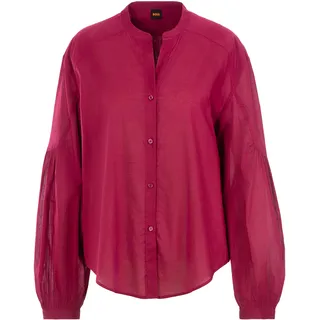 Klassische Bluse BOSS ORANGE "Berday Premium Damenmode", Damen, Gr. 34, rot (open rot 648), Web, Obermaterial: 100% Baumwolle, unifarben, regular fit hüftbedeckend, Serafino, weit, Blusen Klassische Bluse, mit Ballonärmeln