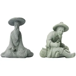 Cabilock 2 Stücke Garten Angler Figuren Keramik Gartenfiguren Steinfiguren Miniatur Gartenstatuen Dekofigur Skulptur Teich Micro Landschaft für Blumentopf Feengarten Steine OrnamentsDekoration