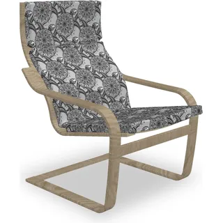 ABAKUHAUS Schildkröte Poäng Sessel Polster, Detaillierte Mandala-Zeichen, Sitzkissen mit Stuhlkissen mit Hakenschlaufe und Reißverschluss, Blau, Grau, Weiß - Blau