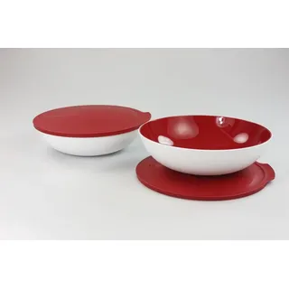 TUPPERWARE Allegra 1,5 L rot-weiß (2) Schüssel Schale servieren Servierschale