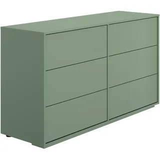 Gami Kommode GAMI "Jade", grün, B:140cm H:80cm T:45cm, Spanplatte, Sideboards, Kommode, Kommode mit 6 Schubladen