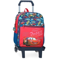 Disney Joumma Cars RD Trip Schulrucksack mit Trolley, rot, 30 x 38 x 12 cm, Polyester, 13,68 l, rot, Schulrucksack mit Trolley