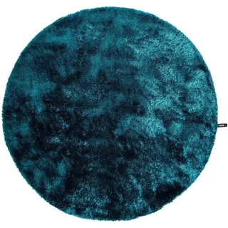 benuta Nest Hochflorteppich Whisper Türkis ø 160 cm rund , Textil , Beton Optik , Rund , 160x160 cm , wasserabweisend , Teppiche und Böden, Teppiche, Hochflorteppiche & Shaggys