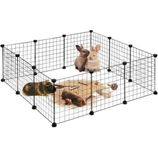 Bild von Freilaufgehege, DIY Freigehege für Kleintiere, Erweiterbarer Hasenauslauf, HBT ca. 37 x 110 x 110cm, schwarz