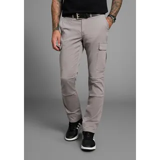 Cargohose BRUNO BANANI, Herren, Gr. 36, Länge 32, grau (dunkel grau), Web, Obermaterial: 98% Baumwolle, 2% Elasthan, unifarben, straight fit lang, Hosen Cargohose, moderne Passform, eng anliegende Cargotaschen