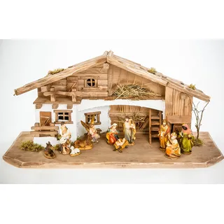 Holz und Gartentrends Weihnachtskrippe W11+Figuren | Krippe, Krippenstall, Tischkrippe