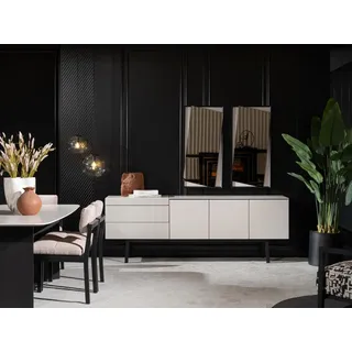 Weißes Holz Esszimmer Set mit Sideboard und Spiegel modern