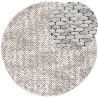 carpetfine Wollteppich »Sina« rund 14 mm Höhe grobe Struktur, Zeitloses Design, reine Wolle, Wohnzimmer carpetfine Ø cm 1 Stk.