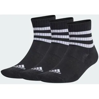 adidas Unisex Kinder 3-Stripes Cushioned Sportswear Mid-Cut Socks 3 Pairs, Black/White, 6-7 Years