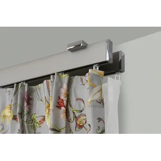 GARESA Vorhangstange FLAT 2-läufig Ø 16 mm 180 cm Silber