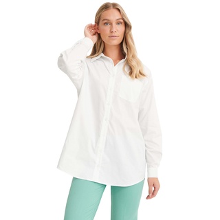 NA-KD Damen Oversized Basic Shirt Hemd, weiß, 44