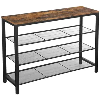 VASAGLE Schuhregal 100 cm x 30 cm x 72 cm Braun/Schwarz