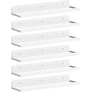 Lifewit 6 Pack Kunststoff Wandregal Weiß, 35,5cm Schweberegal trag. 6kg | Hängeregal für Kinderzimmer Schlafzimmer Wohnzimmer Bad Küche, Regal Wall Shelf Regalbrett Bilderleiste Bücherregal Wand