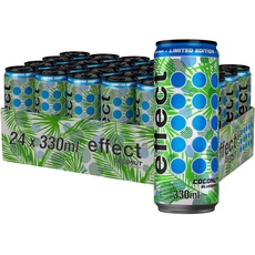 effect COCONUT BLUEBERRY Energy Drink - 24 x 0,33l Dose - Mit dem Geschmack paradiesischer Kokosnuss und fruchtiger Blaubeere - Angenehme Erfrischung an heißen Tagen