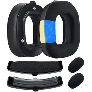 A50 Gen 4 Mod Kit – Ohrpolster, Stirnband Ersatz und Mikrofon-Schaumstoff für Logitech G Astro A50 Gen 4 Kopfhörer von MMOBIEL - Kühlgel Kopfhörer Ohrpolster - Protein PU & Velours Stirnband - Schwarz