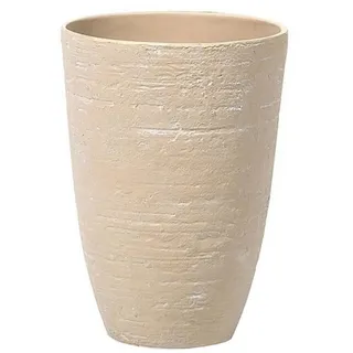 Beliani Blumentopf sandbeige rund 35/35/50 cm Camia , Beige , Stein , 50 cm , Dekoration, Blumen & Blumentöpfe, Übertöpfe