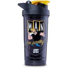 Bild von Hero Pro Classic Shaker Johnny Bravo Pretty - BPA-frei - Gym Zubehör - Eiweiss Shaker - Fitness Trinkflasche - Schwarz - 700ml