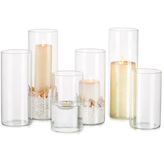Glasseam Windlicht Glas Kerzengläser Groß: 6er Set Kerzenglas
