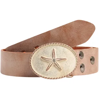 Ledergürtel RETTUNGSRING GÜRTEL, Damen, Gr. 11,5, beige (natur), Leder, unifarben, Gürtel Ledergürtel, mit austauschbarer Schließe »Seestern Rosa Kristall«