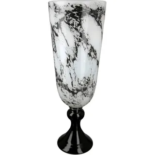 Casablanca by Gilde Tischvase »Pokal Vase Trophy, mit Marmorfinish« dekorative Vase aus Glas, Blumenvase, schwarz-weiß