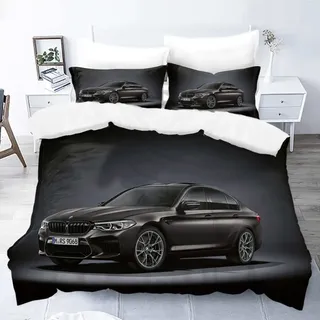 WJYMJJ Bettbezug Set Schwarzes Auto Bettwäsche Set mit Reißverschluss 1 Mikrofaser Bettbezug und 2 Kopfkissenbezüge, 100% Weiche Angenehme 155 x 220 cm