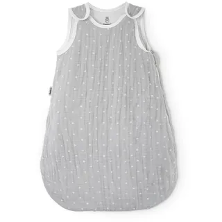 Ehrenkind® Baby Sommerschlafsack Rund Musselin | aus weicher OEKO-TEX zertifizierter Bio-Baumwolle | Sommer Baby Schlafsack Baby 1 TOG Gr. 86/92 Grau-Weiße Punkte