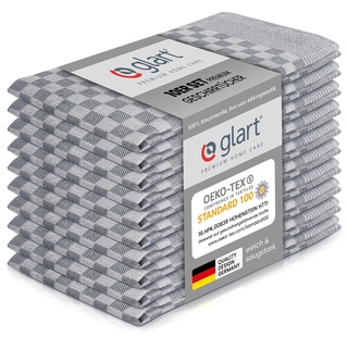 Glart 48SG 10er Set Geschirrtücher Küchentücher Geschirrhandtücher Küchenhandtücher, Vollzwirn, 50x70 cm, 100% Baumwolle OEKO-TEX, grau, vorgewaschen