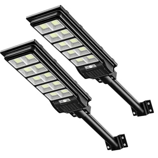 papasbox 2 Stück 500W LED Solar Straßenlaterne mit Fernbedienung | Solarbetriebene 6500K Straßenlampe Wandleuchte mit Bewegungsmelder Sensor | Außen Wegeleuchte im Freien Straßenleuchte