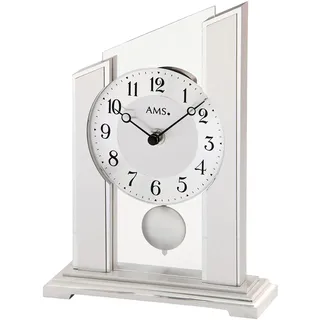 AMS 1169 Tischuhr Quarz mit Pendel silbern mit Glas - Silber