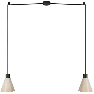 Creative Cables Mit Bulb 2-flammige Mehrfach-pendelleuchte Mit Kegelförmigem Holzschirm - Black - One Size