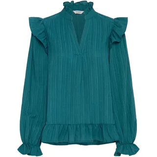 Kurzarmbluse B.YOUNG "Damen Kurzarm-Bluse BYJULIANA", Damen, Gr. 36, blau (reflecting pond), Obermaterial: 99% Polyester PES. 1% Elasthan EL., Blusen Kurzarmbluse