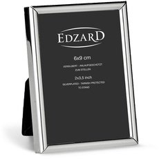 EDZARD Bilderrahmen Genua für Foto 6 x 9 cm, edel versilbert, anlaufgeschützt, mit Samtrücken, Fotorahmen zum Stellen