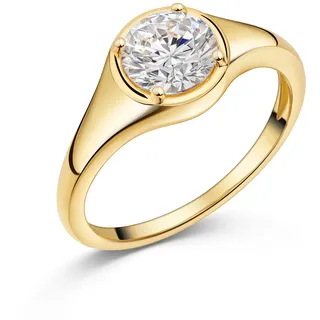 Fingerring FIRETTI "Schmuck Geschenk Silber 925 Damenring Ring Solitär" Gr. 62, gold (gelbgoldfarben, kristallweiß), Fingerringe, Damen, 62, Silber 925 (Sterlingsilber), 1,4mm, Fingerring, mit Zirkonia (synth.)