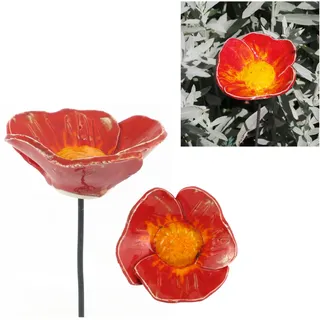 Midene Gartenstecker Keramik Handgefertigt - Gartendeko für Draußen Wetterfest - Garten Deko Keramik - Blume Gartenfiguren & Gartenstatuen - Blume