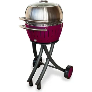 LotusGrill XL Gartengrill Set Pflaumenlila - Grillwagen/- haube XL Edelstahl