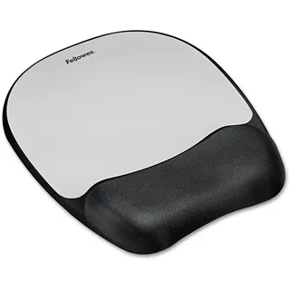 Fellowes Memory Foam Handgelenkauflage mit Mauspad für optische Mäuse, ergonomisch, mit weicher Schaumstofffüllung und Stoffbezug - schwarz/Silber