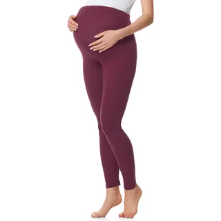 Be Mammy Lange Umstandsleggings aus Baumwolle Leggings für Schwangere Umstands Leggings Schwangerschafts Unterhosen mit Hoher Bund Weich und Elastisch BE20-230 (Wein, XL)