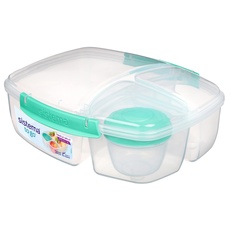Sistema TO GO Triple Split Brotdose mit Joghurtbehälter | 2L luftdichter und stapelbarer Lunchbox für Kinder & Erwachsene | BPA-frei | türkis