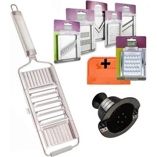 Gigant 4-fach Gemüsehobel mit gleich 6 zusätzlichen Einsätzen Edelstahl Der Multihobel, Krauthobel, Gurkenhobel und Parmesanreibe in Einem