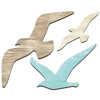 PRETYZOOM Möwe Wanddekoration Holz 9.4 Zoll Mediterrane Küsten Wandskulptur Ozean Thema Wohn- Und Schlafzimmer Dekor Strandhaus Wandkunst